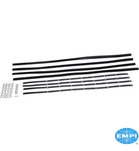 Door window scraper set, snap-in. Replace your 1 piece window glue-in scrapers with this new snap-in scraper set