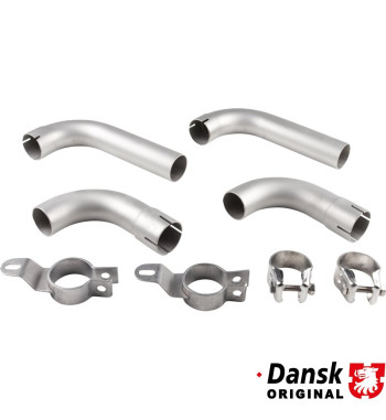 Tail pipe set with clamps (complete set not available from Porsche). Made of stainless steel