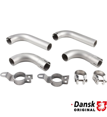 Tail pipe set with clamps (complete set not available from Porsche). Made of stainless steel