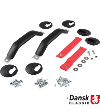 RS door pull handle set with red straps and black handles. Modification on interior door panels needed