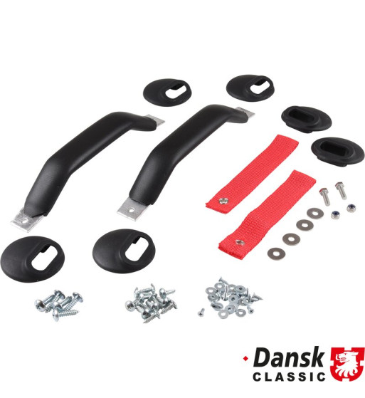 RS door pull handle set with red straps and black handles. Modification on interior door panels needed RS door pull handle set with red straps and black handles. Modification on interior door panels needed