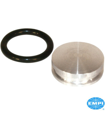 Camshaft plug, Billet style, including O-ring. The case must be machined for camshaft plug groove