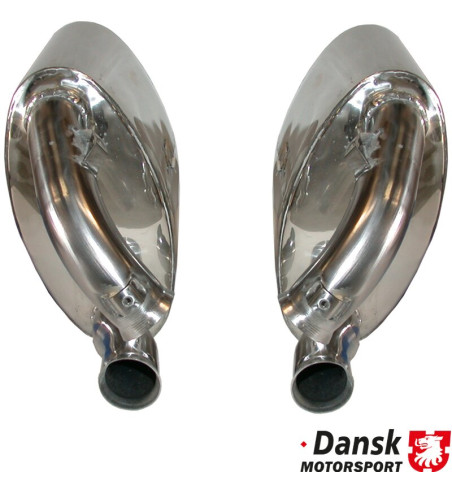 Exhaust set rear, Sport, 60 mm inside/outside tubing. Made of polished stainless steel. With TÜV/EEC approval