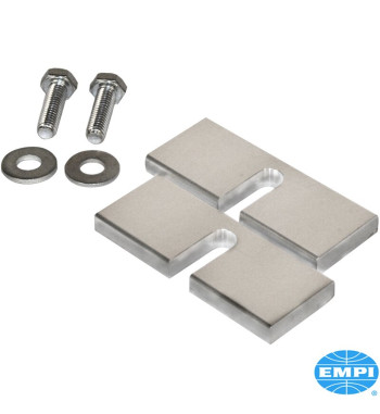 Fan shroud spacer set, aluminium, 2 pieces. Fill in the gap between the cylinder tins and the bottom of the fan 
shroud