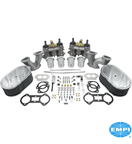 Dual Street Sleeper carburettor kit, 51 EPC, with intake manifolds and air cleaners. Fits under the engine lid