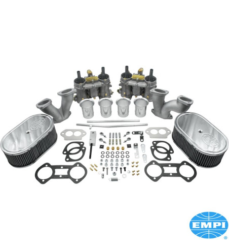 Dual Street Sleeper carburettor kit, 51 EPC, with intake manifolds and air cleaners. Fits under the engine lid