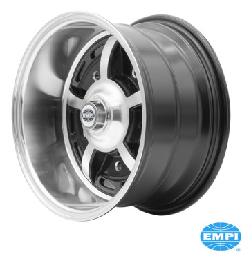 Alu wheel, Sprintstar, gloss black with polished lip and 5 spokes, 8x15, 5x205, 3 3/4 back spacing