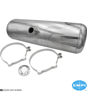 Fuel tank 25.7 L, 203x839 mm, center fill, with hardware set. Made of stainless steel. Including stainless steel cap