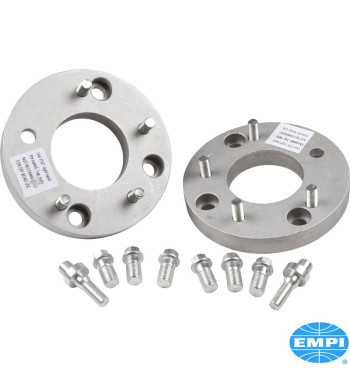 Wheel adapter set, Chevy wheel to 4 lug VW, 22.35 mm thick, Chevy 4 3/4 pattern, 7/16 x 20 thread, aluminium, 2 pieces