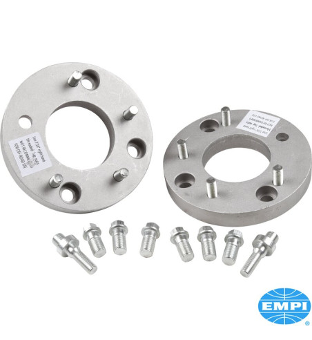 Wheel adapter set, Chevy wheel to 4 lug VW, 22.35 mm thick, Chevy 4 3/4 pattern, 7/16 x 20 thread, aluminium, 2 pieces