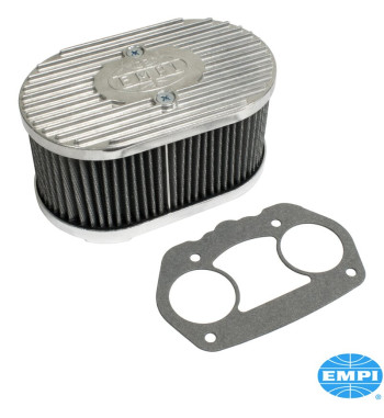 Air filter, die cast with Empi logo, oval, 3.875 high. For Empi HPMX, Weber IDF and Empi D carburetors