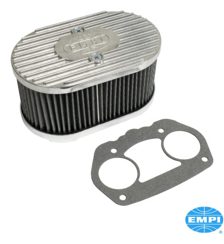 Air filter, die cast with Empi logo, oval, 3.875 high. For Empi HPMX, Weber IDF and Empi D carburetors