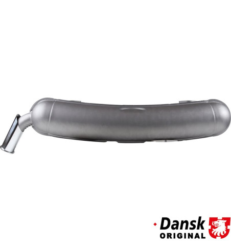 Exhaust rear, with one Ø57 mm wrinkled tail pipe and flat chrome roll tip. Made of steel with heat resistant grey paint