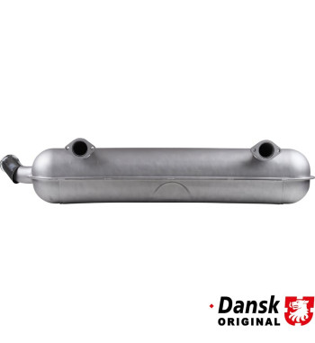 Exhaust rear, with one Ø57 mm wrinkled tail pipe and flat chrome roll tip. Made of steel with heat resistant grey paint