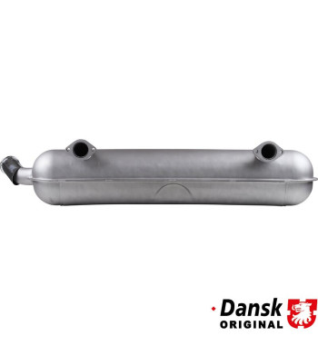 Exhaust rear, with one Ø57 mm wrinkled tail pipe and flat chrome roll tip. Made of steel with heat resistant grey paint