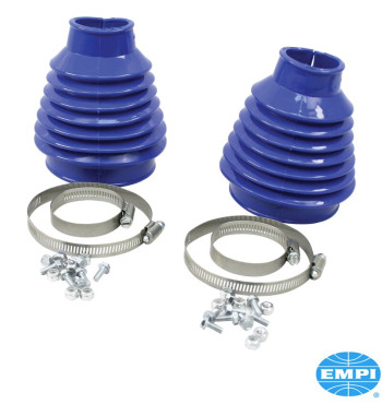 Axle boot set for CV joint with clamps and hardware, Deluxe, rear, for swing axle, blue, 2 pieces