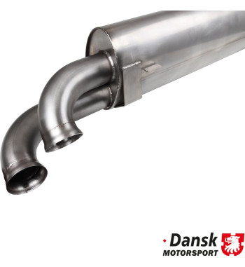 Exhaust rear, Sport, with two GT3 Ø70 mm center tail pipes. Made of stainless steel, tail pipes of polished stainless steel