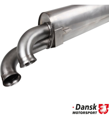 Exhaust rear, Sport, with two GT3 Ø70 mm center tail pipes. Made of stainless steel, tail pipes of polished stainless steel