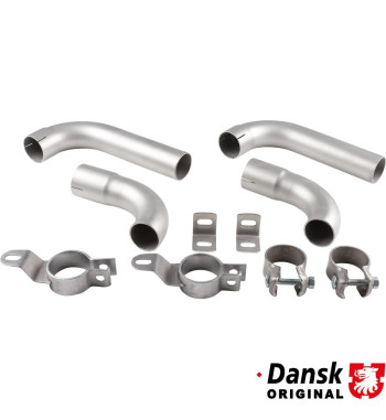 Tail pipe set with clamps (complete set not available from Porsche). Made of stainless steel