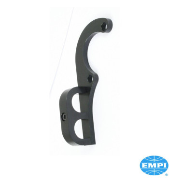 Full flow oil line bracket, Billet Style, black. Bolts on at exhaust flange and helps protect oil lines from engine and exhaust