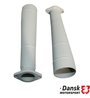 Racing tube set from racing heat exchanger without heating function to exhaust, 2 pieces. Made of steel with grey paint