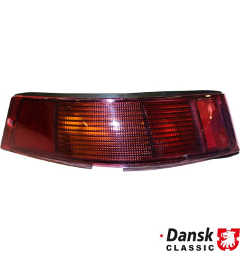 Tail light with red glass and rubber seal, EU model, left, with E-mark. Modifications needed for converting to US model