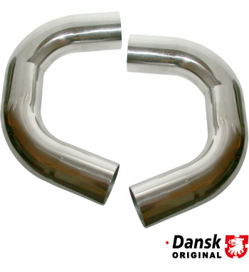Connecting pipe set from exhaust to catalytic converter. Made of polished stainless steel