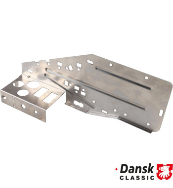 Mounting plate for regulator and relay, aluminium. Placed in engine compartment. Option for race cars