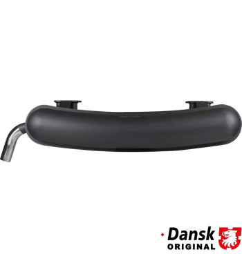 Exhaust rear, with one polished Ø48 mm stainless steel tail pipe. Made of steel with grey heat resistant paint