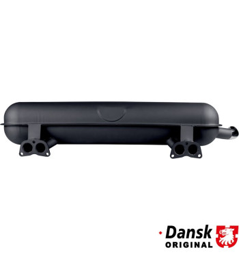 Exhaust rear, with one polished Ø48 mm stainless steel tail pipe. Made of steel with grey heat resistant paint