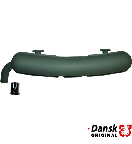 Exhaust rear, with one Ø60 mm tail pipe and chrome tip. Made of steel with grey heat resistant paint