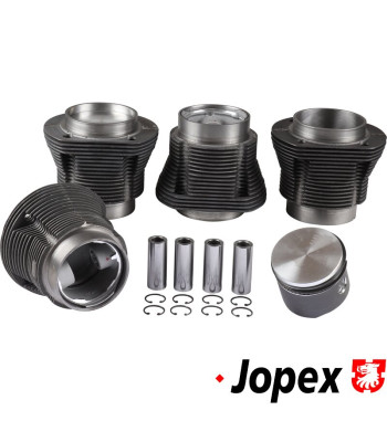 Big bore piston and cylinder set, casted, bore 83.0 mm, stroke 64.0 mm, upper 90 mm, lower 90 mm. 1384 cc, 40 bhp, CLASSIC