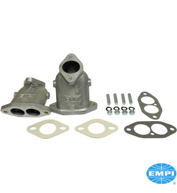 Intake manifold set with ball burnished finish, dual port, with gaskets and mounting. For EPC 34 or ICT