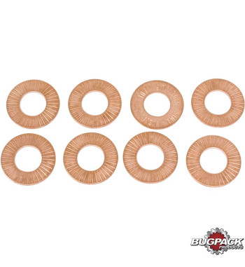 Valve spring shim set, dual, hardened, 1.5 mm, 8 pieces, Bugpack. For setting proper spring installed height