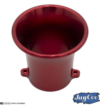 Velocity stack, Billet style aluminium, red anodized, 3 1/4. Fits Weber IDA and Empi EPC carburettors