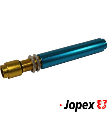 Push rod tube without seals, adjustable, blue/gold. Made of aluminium. Can be installed without removing the cylinder head