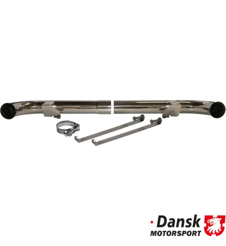 Cup pipe set with 2 mounting straps. Replacing the intermediate exhaust. Made of polished stainless steel