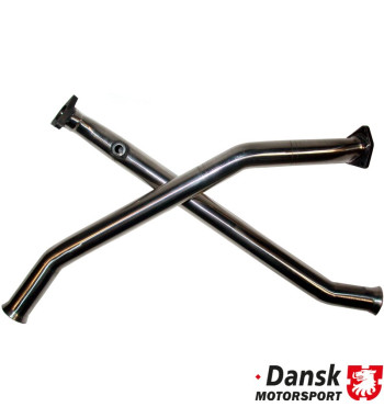 Cross pipe set without catalytic converter, Ø54 mm pipes, Bischoff. Made of brushed stainless steel