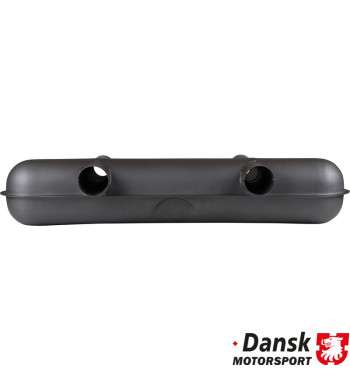 Exhaust rear, Racing, with two Ø70 mm tail pipes. Made of steel with grey heat resistant paint. Not approved for street use