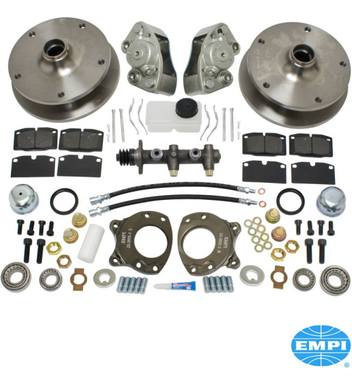Disc brake conversion set, front. Fits LHD vehicles. The kit includes all the parts you need to convert your VW to disc brakes