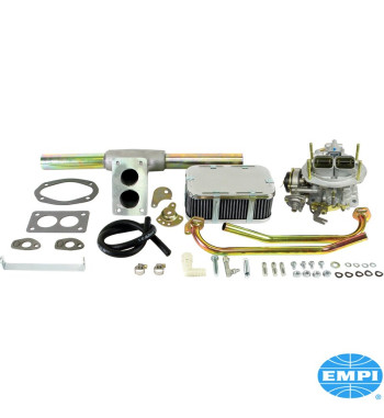 Deluxe progressive Weber carburettor kit with air cleaner. Fits Type 1 and 2 upright engine applications