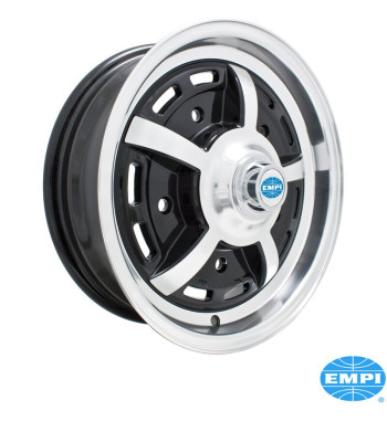 Alu wheel, Sprintstar, gloss black with polished lip and 5 spokes, 5x15, 5x205, 3 3/4 back spacing