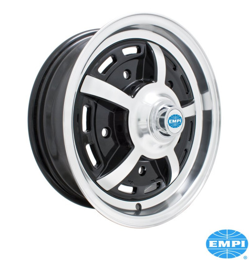 Alu wheel, Sprintstar, gloss black with polished lip and 5 spokes, 5x15, 5x205, 3 3/4 back spacing