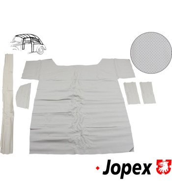 Roof inner liner set, vinyl, white, perforated. Comes complete with door post covers. Not for use on cars with sunroof