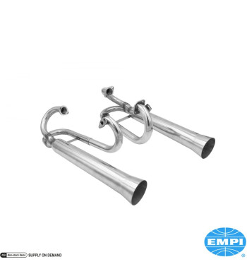 Exhaust system rear without inserts, Dual Racing Style. Eliminated heat exchangers. Made of stainless steel