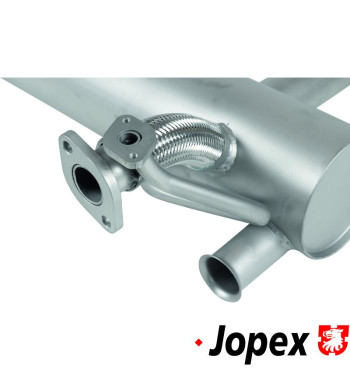 Exhaust rear, Sport, without pre-heating, with two tail pipes. Made of glass bead blasted stainless steel