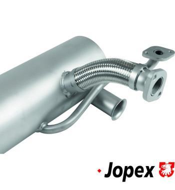 Exhaust rear, Sport, without pre-heating, with two tail pipes. Made of glass bead blasted stainless steel