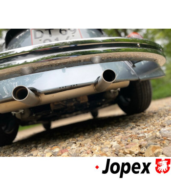 Exhaust rear, Sport, without pre-heating, with two tail pipes. Made of glass bead blasted stainless steel