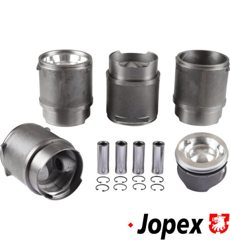 Big bore piston and cylinder set, casted, turn 2.1 to 2.2 L, bore 95.5 mm, stroke 76.0 mm, upper 107 mm, lower 100 mm, CLASSIC