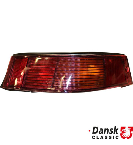 Tail light with red glass and rubber seal, EU model, right, with E-mark. Modifications needed for converting to US model